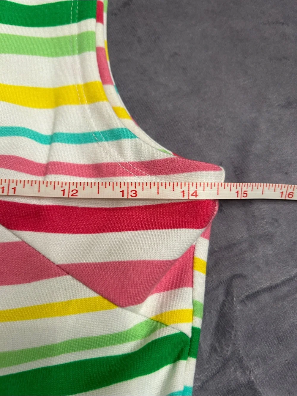 Fabkids Girls' Striped Sleeveless Summer Dress - Pink, Green & Yellow size 12